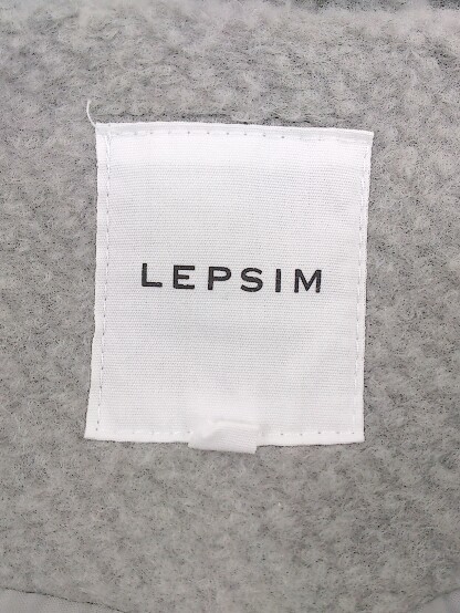 ◇ LEPSIM レプシィム ノーカラー 長袖 ロング コート サイズF グレー レディース E_画像3