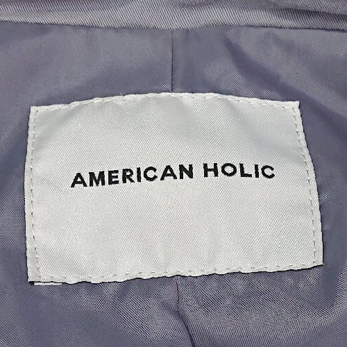 ◇ AMERICAN HOLIC アメリカン ホリック 裏地　ダブルボタン　シンプル 長袖 コート サイズF グレー系 レディース E_画像3