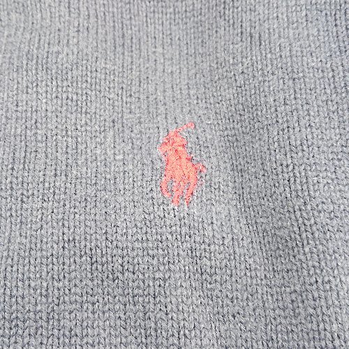 ◇ POLO RALPH LAUREN ポロ ラルフローレン クルーネック　ケーブル　刺?ロゴ 長袖 ニット サイズ160 ネイビー系 メンズ E_画像7