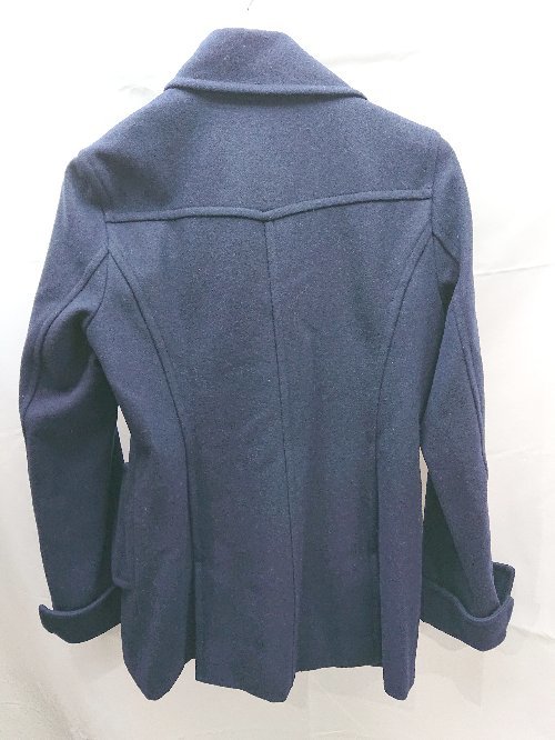 ◇ a.v.v シンプル 無地 ウール混 Wボタン カジュアル 長袖 コート ジャケット 38サイズ ネイビー レディース E_画像2
