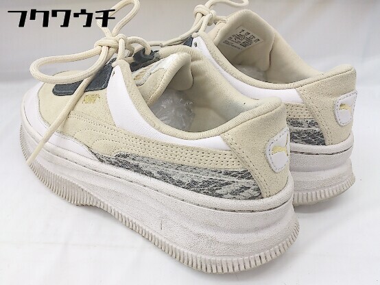 ◇ PUMA プーマ 371198-02 DEVA REPTILE スニーカー シューズ 23ｃｍ ベージュ ホワイト レディースの画像3