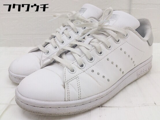 ◇ adidas アディダス FW0745 STAN SMITH J ラインストーン スニーカー シューズ サイズ24cm ホワイト シルバー レディース_画像1