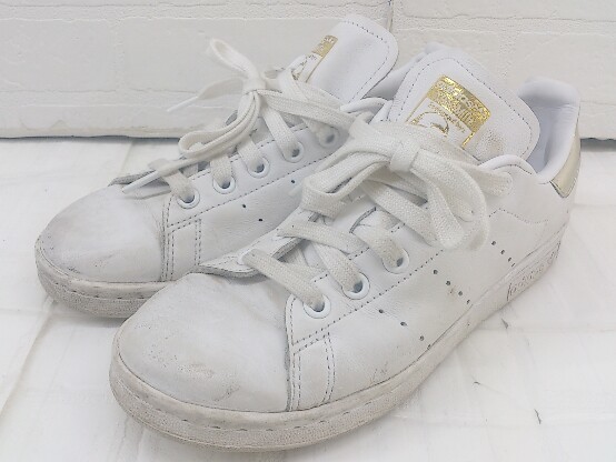 ◇ adidas アディダス STAN SMITH EE8836 スニーカー シューズ サイズ22.5cm ホワイト系 ゴールド レディース P_画像2