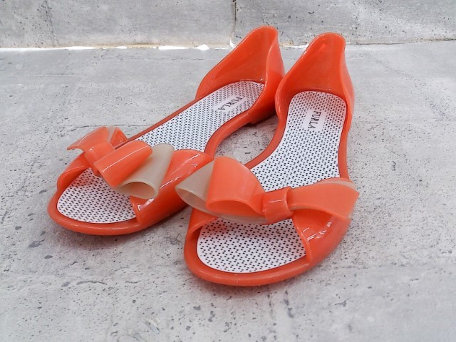 * * FURLA Furla Italy made sandals shoes size 37 orange series beige group lady's P