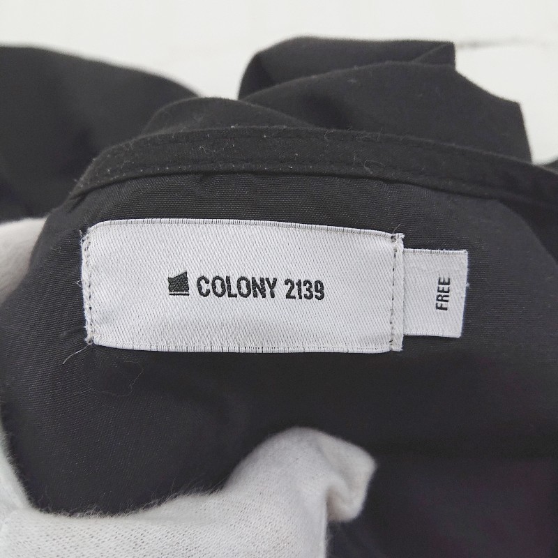 ◇ ◎ COLONY 2139 Vネック フロントボタン 長袖 膝下丈 ワンピース サイズF ブラック レディース E_画像3