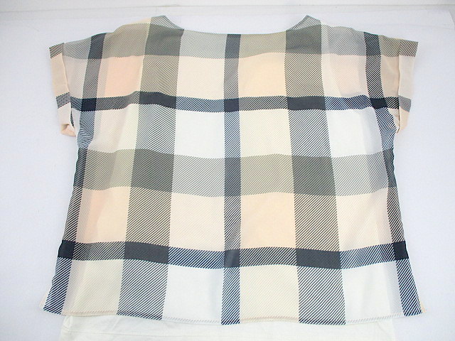 1円★ BURBERRY BLUE LABEL バーバリー ブルーレーベル ベルクレストブリッジ ブロック チェック シフォン ブラウス トップス Tシャツ 古着_画像7