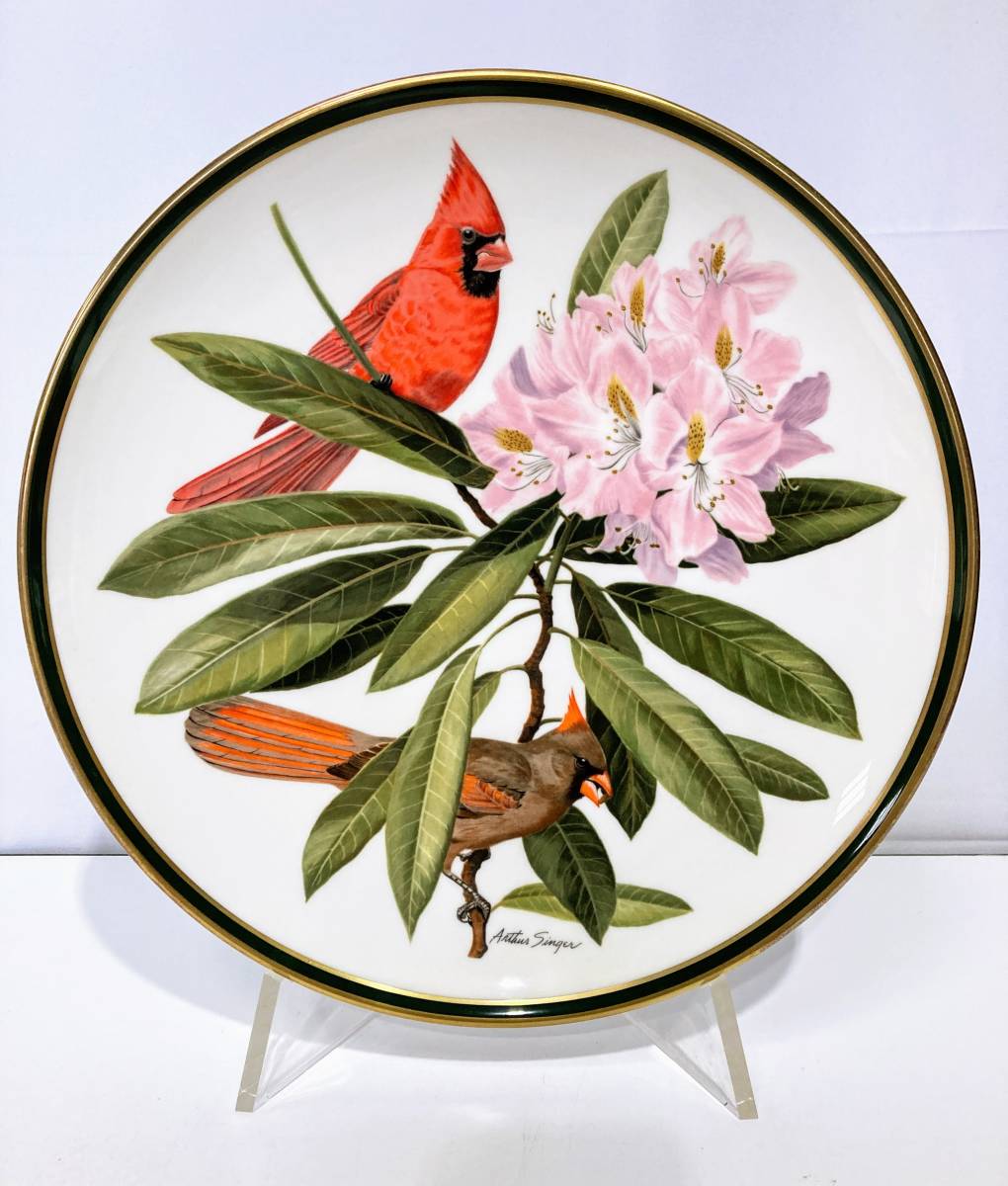 蘇や(BbY854)　洋食器　フランクリン・ポーセリン　FranklinPorcelain　飾り皿　プレート　世界の鳴き鳥　スタンド付き　120サイズ_画像8