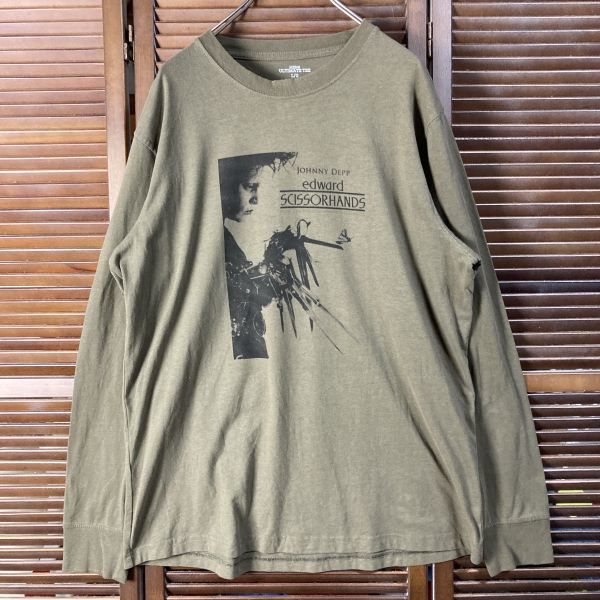 ABPA 1スタ カーキ ムービー 長袖 Tシャツ シザーハンズ 映画 ジョニーデップ 長袖 90s 00s ビンテージ 古着 卸 仕入れ_画像2