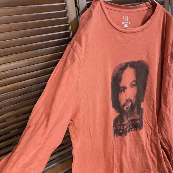 ABWQ 1スタ オレンジ 長袖 Tシャツ シリアルキラー チャールズマンソン 殺人鬼 90s 00s ビンテージ 古着 ベール 卸 仕入れ_画像3