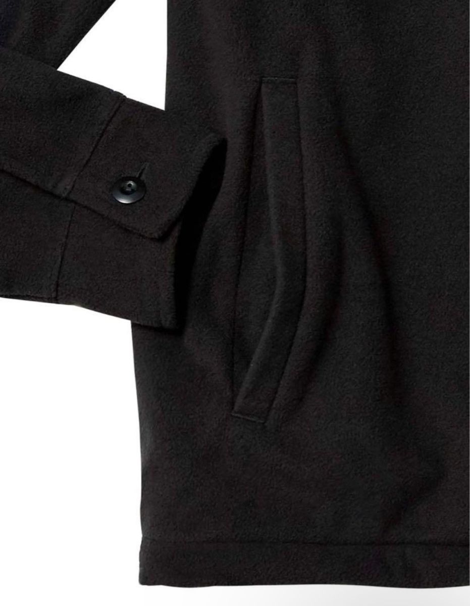 【最終値下げ価格】シャツ フリースアウター　前開き　長袖 メンズ　ブラック 黒 ジャケット　Sサイズ