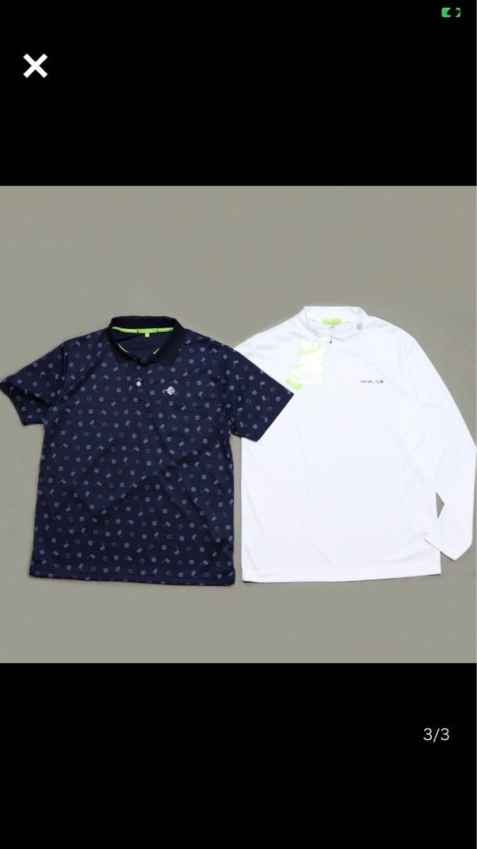 ★HK WORKS LONDON ゴルフ  新品 メンズ ポロシャツ インナー長袖シャツセット XL[C0320RR-67-LL]