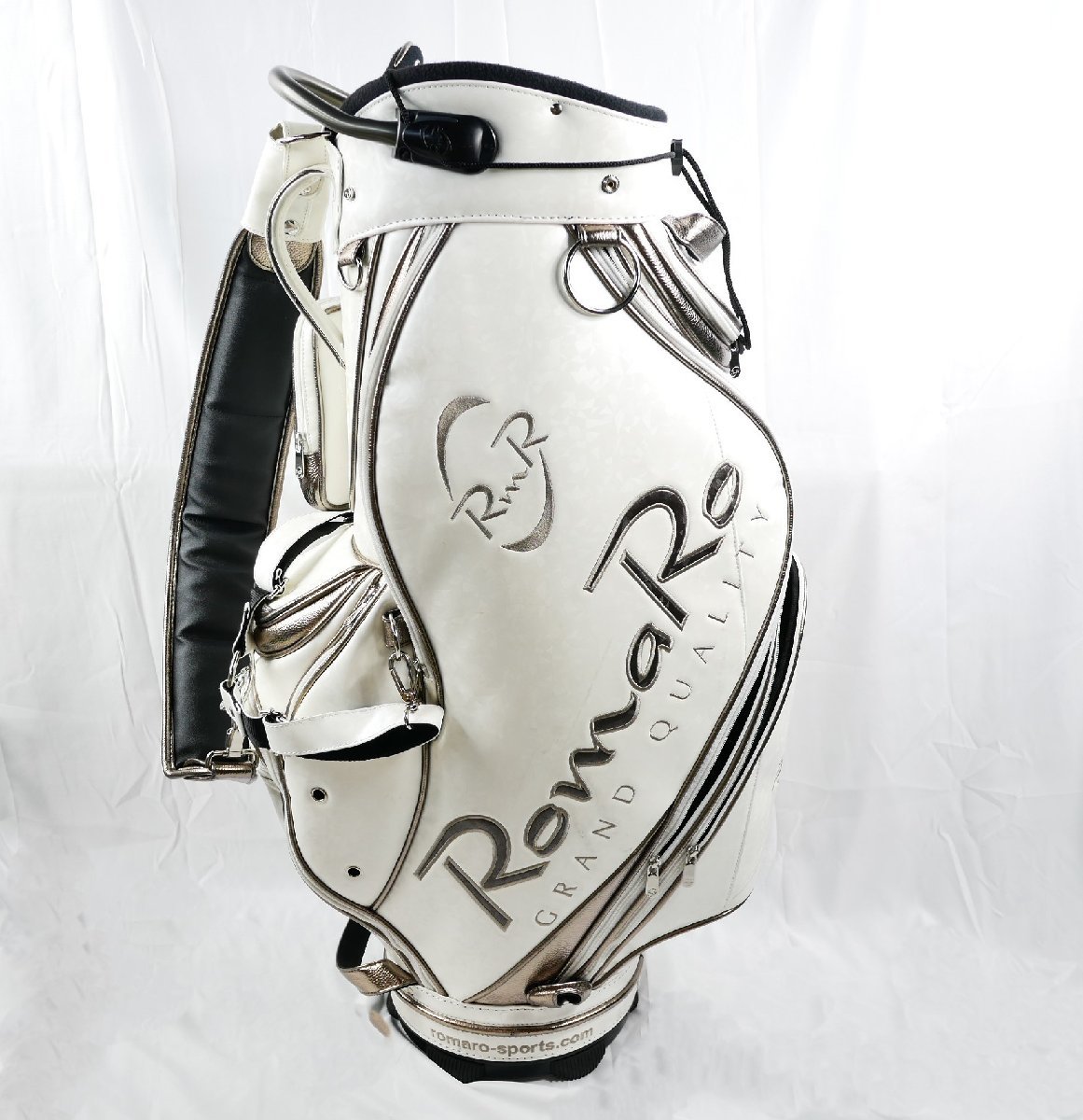 ☆【最終処分】Romaro PRO MODEL CADDIE BAG 9.5 ロマロ プロモデル パーライズシリーズ カート キャディバッグ ホワイト/ガンメタル 中古_画像1