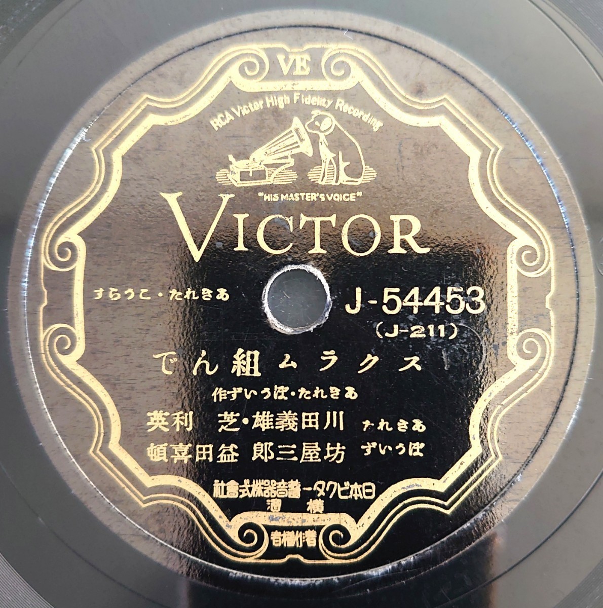 【SP盤レコード 薄ヒビ有】VICTOR あきれた・こうらす/スクラム組んで/空晴れて あきれたぼういず 川田義雄 芝利英 坊屋三郎 益田喜頓_画像1