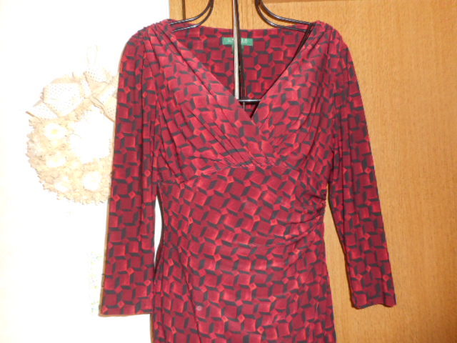 ～ラルフローレン★ストレッチドレス4 カシュクールワンピース 深い赤×黒 シックでエレガントの画像3