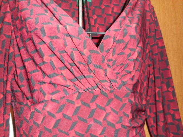 ～ラルフローレン★ストレッチドレス4 カシュクールワンピース 深い赤×黒 シックでエレガントの画像4