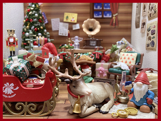 ●１・【クリスマス・ミニチュア・ドールハウス】埃よけアクリルカバー・照明付き_画像4