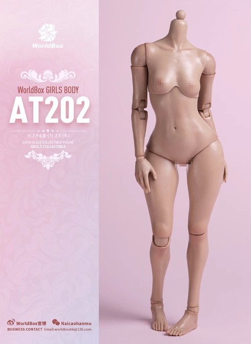 WorldBox AT202 1/6スケール女性素体 女性ボディ 素体 ボディメイク付き サンタン 麦肌色 豊満体型　（検　tbleague Phicen デッサン