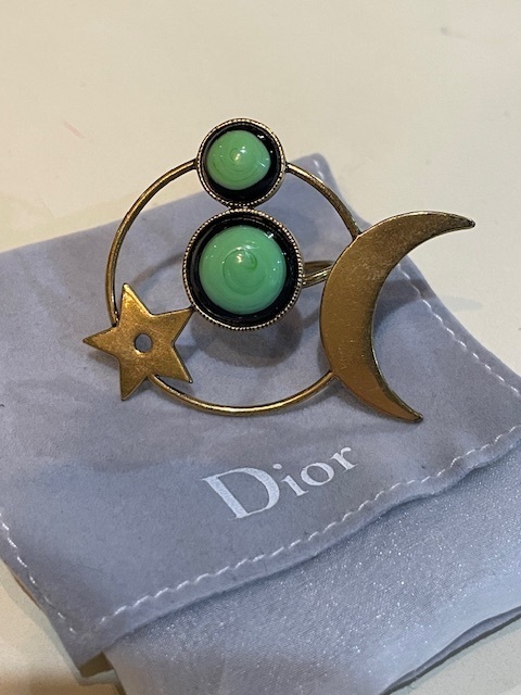 クリスチャン　ディオール　Christian Dior　星　月　ストーン　リング　指輪　計測13号 D4718_画像1