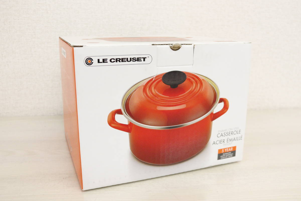 【未使用品】20cm Le CREUSET/ルクルーゼ キャセロール 両手鍋 チェリーレッド 5H356_画像1