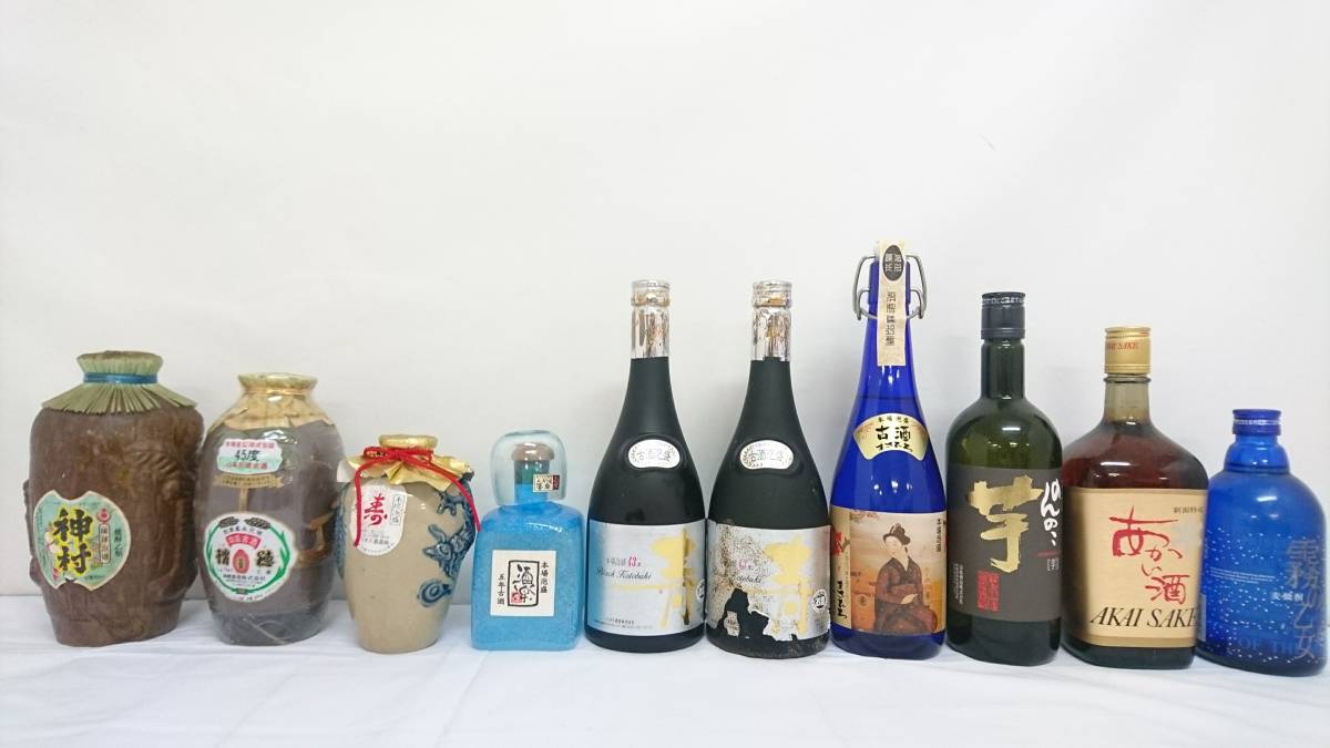 【コレクション放出品 未開栓】泡盛 焼酎 ほか 計10点セット/瑞穂/神村/寿/酒楽/まさひろ/のんのこ/あかい酒/霧の乙女/古酒/日本酒/10-RHK5_画像1