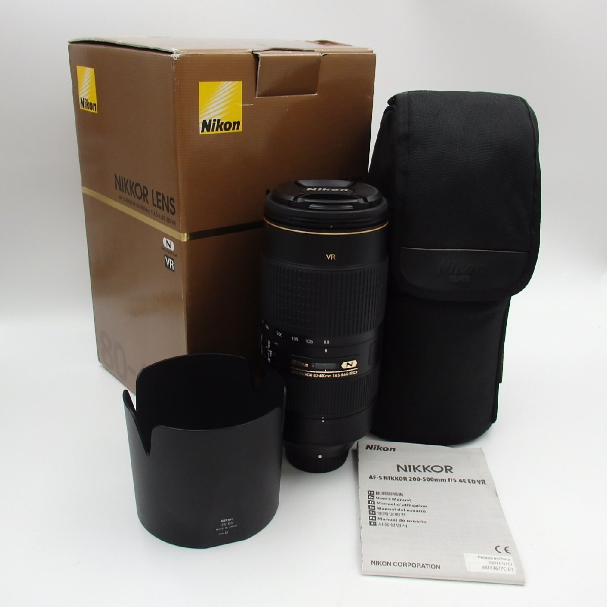 1円～ Nikon ニコン AF-S NIKKOR 80-400mm 1:4.5-5.6G ED VR 望遠ズームレンズ ケース・箱付 動作未確認 現状品 y227-2382129【Y商品】_画像1