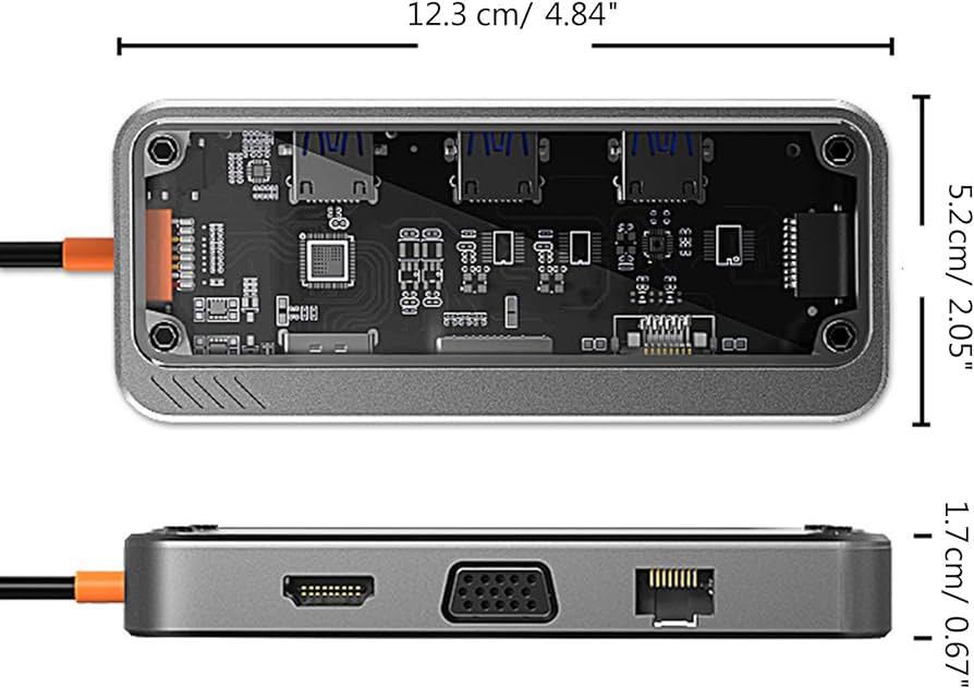 USB C ハブ 10in1 BB776 アルミ USB C ドックステーション VGA カードリーダー/RJ45 /PD USB C 3.0 ハブ 10 ポートアダプタ_画像2
