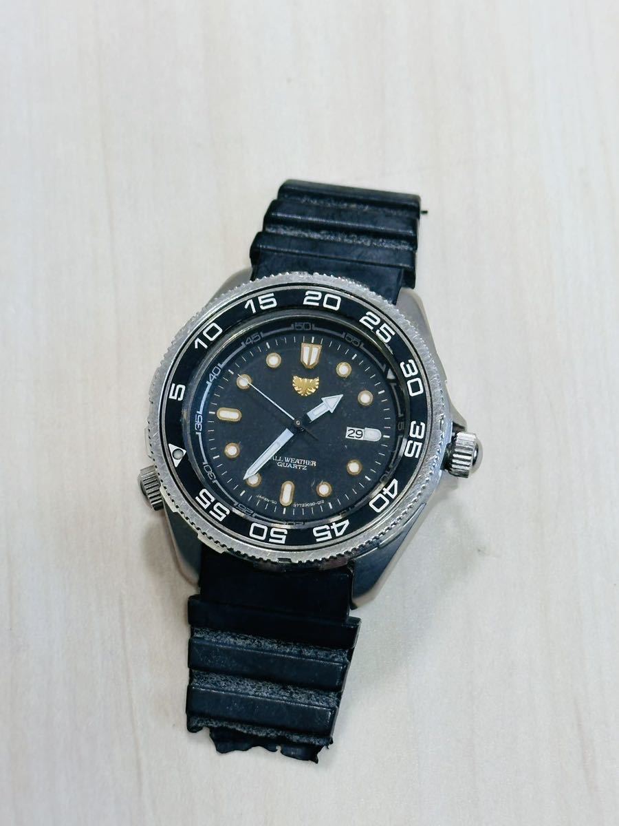 希少★ORIENT ALL WEATHER QUARTZ オリエント オールウェザーウォッチ ダイバーズ Y977309-00 黒文字盤 メンズ腕時計_画像1