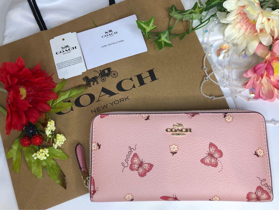 COACH コーチ 長財布 ピンク レザー バタフライ｜Yahoo!フリマ（旧