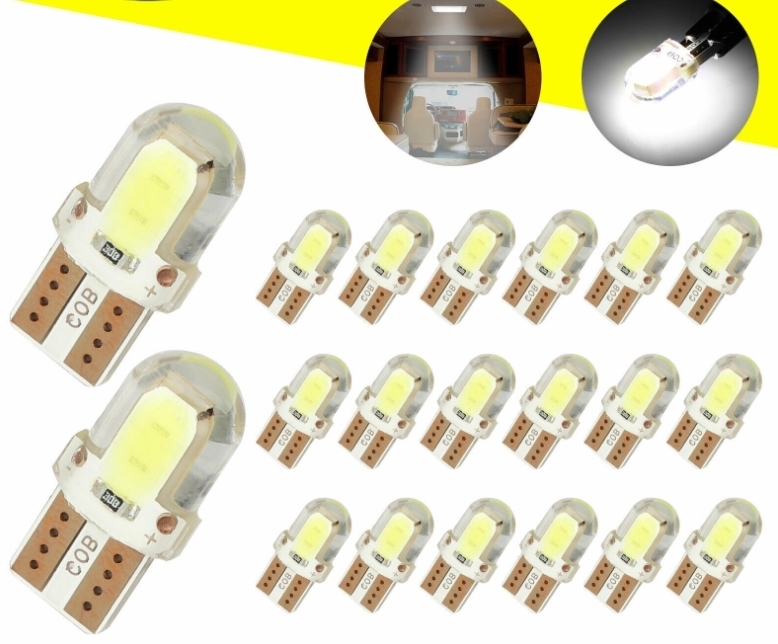 20個セット T10 COB LED ホワイト キャンセラー内蔵 ウェッジ球 スモール ポジション ルームランプ ナンバー灯 4COB /c2_画像1