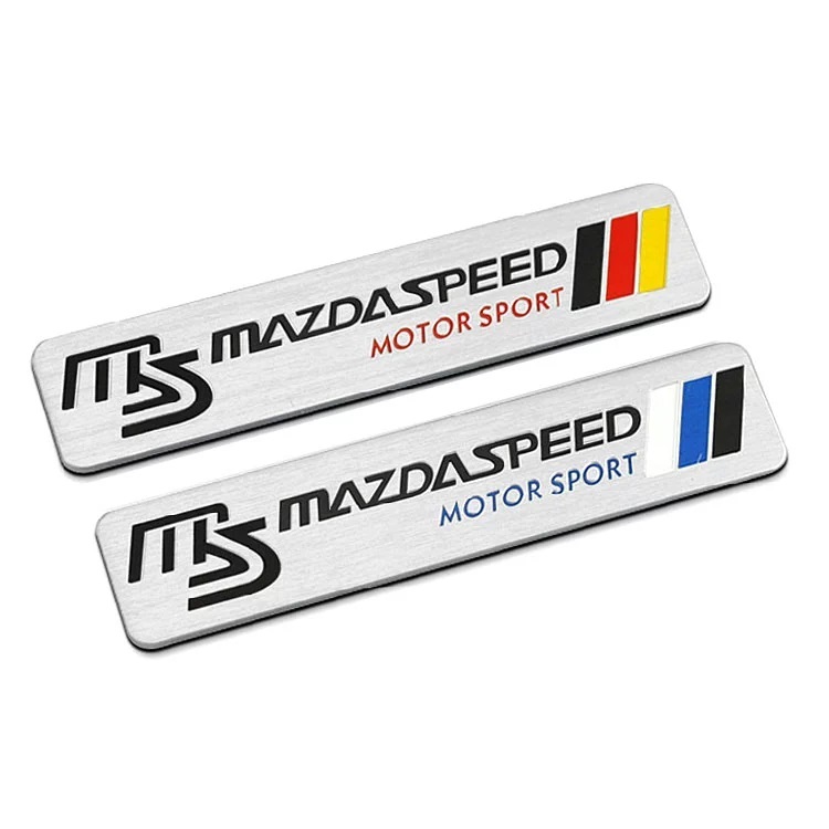 【送料込】MAZDA SPEED(マツダスピード) エンブレムプレート 赤 縦2.６cm×横12cm アルミ製 MS_画像2