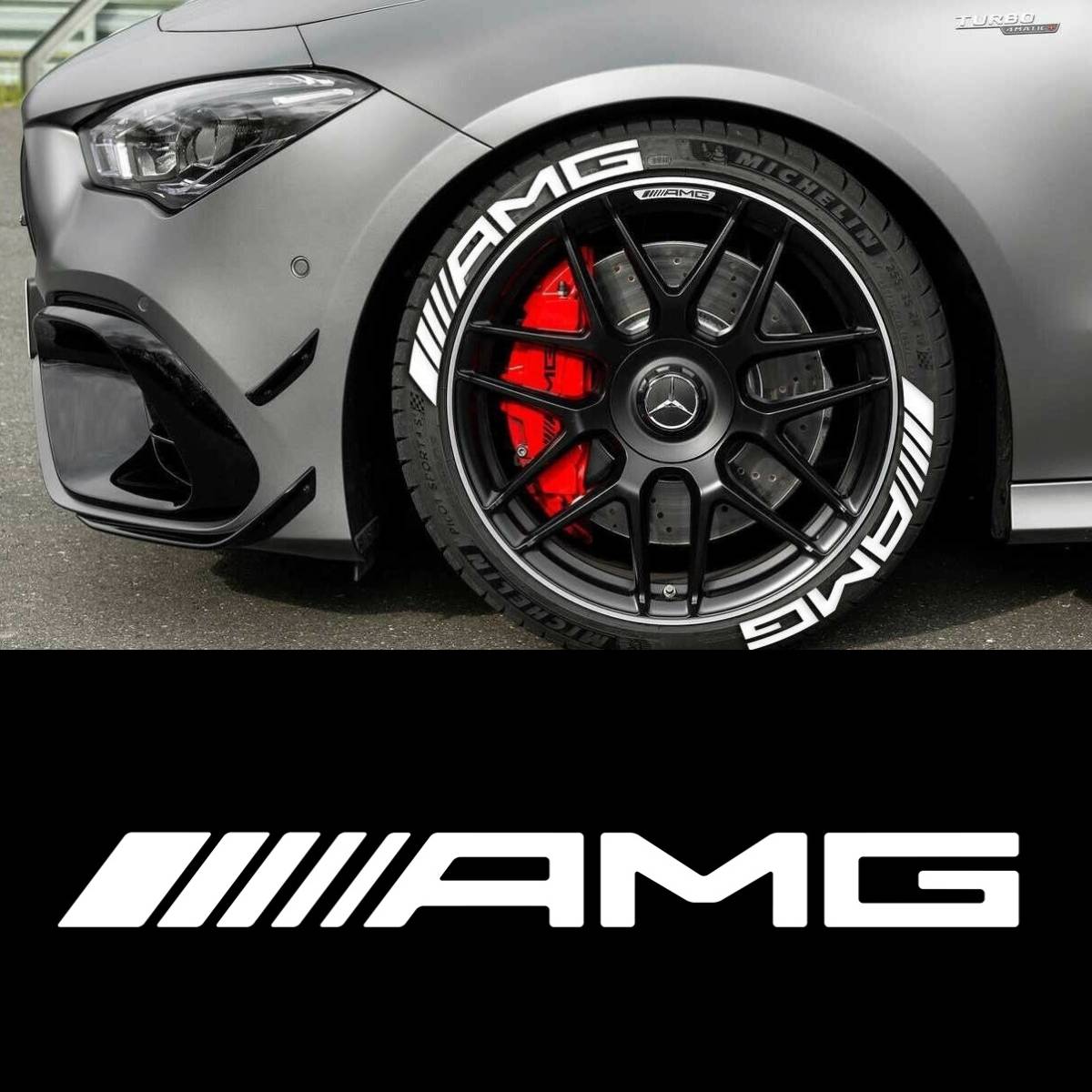 8 part set (/4ps.@ tire )Mercedes-Benz Mercedes Benz AMG 3D tire letter sticker decal PETRONASpe Toro nase