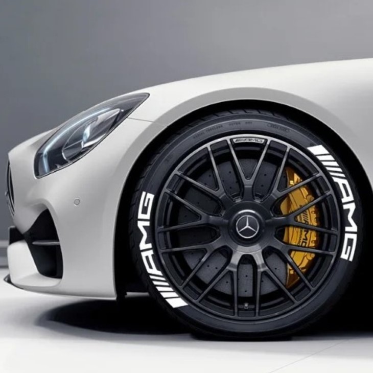 8部セット（/4本タイヤ）Mercedes-Benz メルセデスベンツ AMG 3D タイヤ レター ステッカー デカール PETRONAS ペトロナス tw20_画像3
