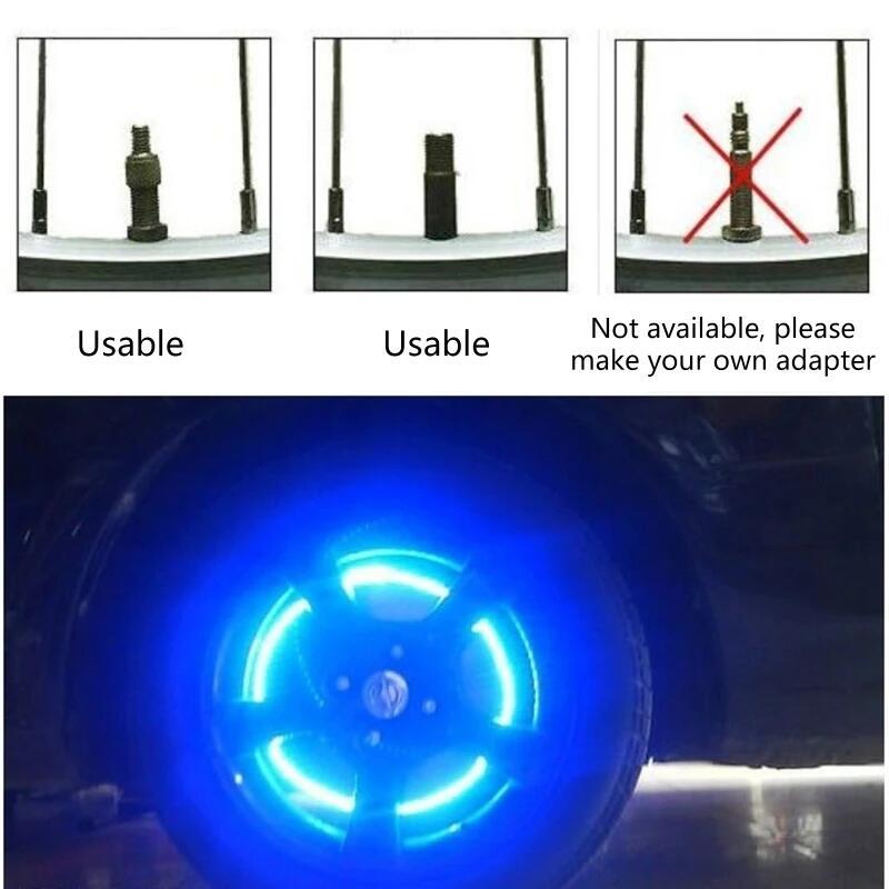 4個セット LED タイヤバルブ ホイールライト 光センサー 振動感知 オート ブルー 青 c_画像7