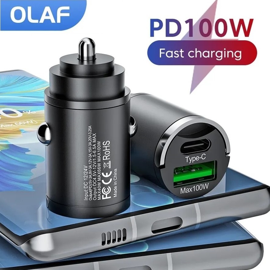 シガーソケットからはみ出さない OLAF カーチャージャー FAST CHARGE 急速充電 ミニ 最小 100W プルリング仕様 USB Type-A Type-C PD u_画像10