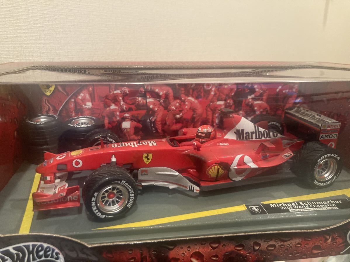 【マルボロ・ウェザリング仕様】1/18 マテル ホットウィール フェラーリ F2003-GA ミハエル シューマッハ レース汚れ FERRARI SCHUMACHERの画像8