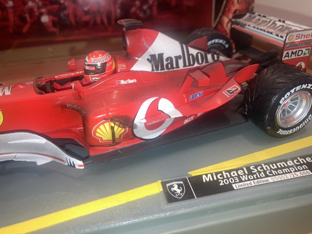 【マルボロ・ウェザリング仕様】1/18 マテル ホットウィール フェラーリ F2003-GA ミハエル シューマッハ レース汚れ FERRARI SCHUMACHERの画像3