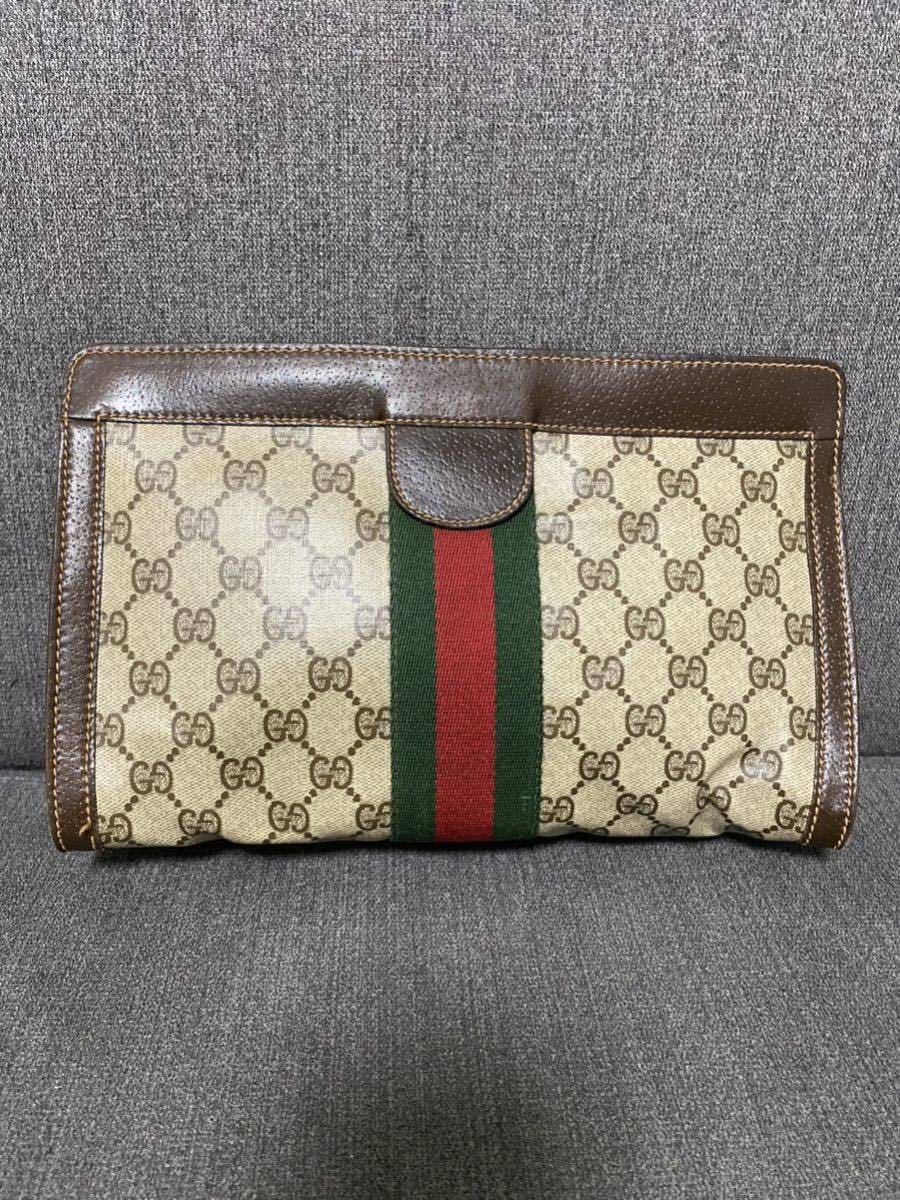 GUCCI グッチ セカンドバッグ クラッチバッグ シェリーライン ブラウン GG 総柄 化粧ポーチ ポーチ 小物入れ PARFUMS ミニバッグ カバン_画像1