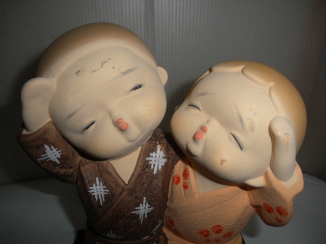 ＠＠博多人形　日本人形　人形　素焼人形　男の子　女の子　郷土人形　古民具　_画像3