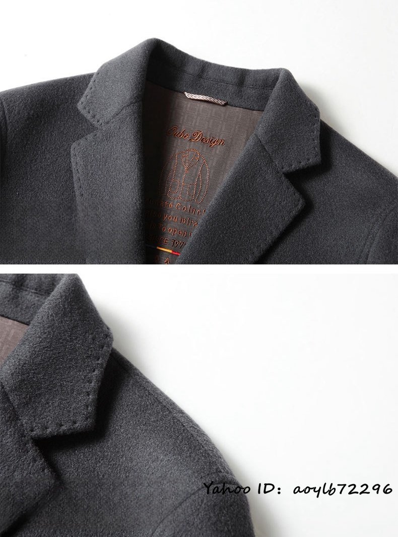 最上級*定価13万 メンズ ウールコート ビジネスコート 紳士スーツ 厚手 高級 テーラードジャケット アウター コート 秋冬新品 ブラック M_画像3