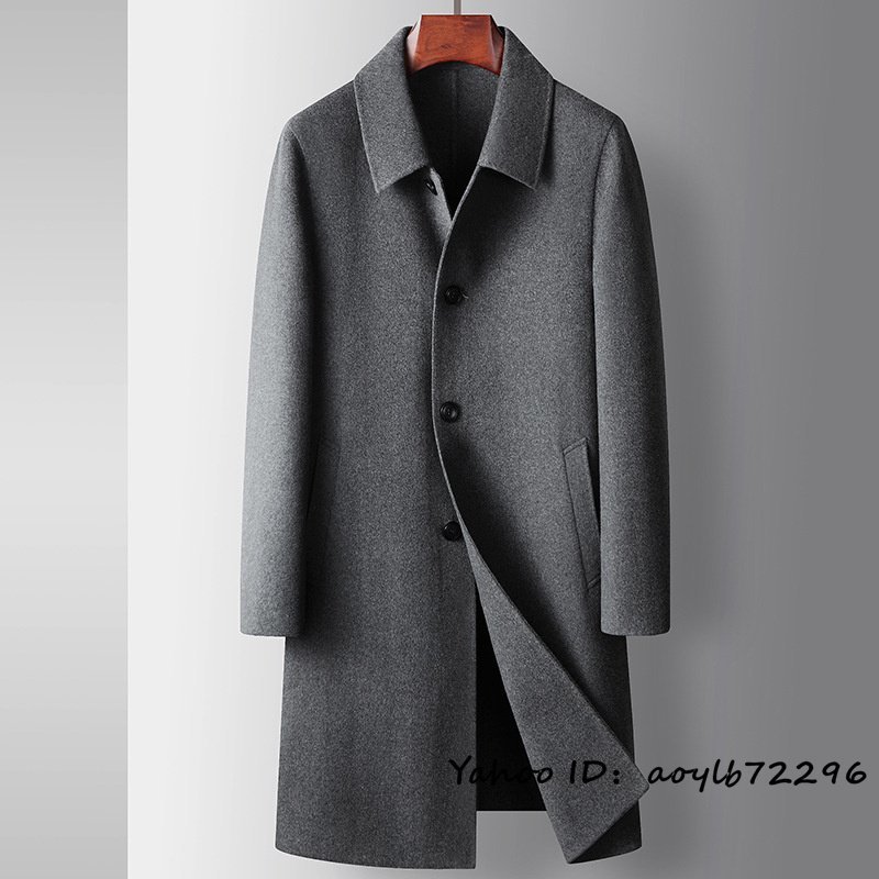 定価15万*最上級 メンズコート 新品 ロングコート ウールコート 紳士 ビジネスコート 厚手 リバーシブル チェスターコート グレー 3XL