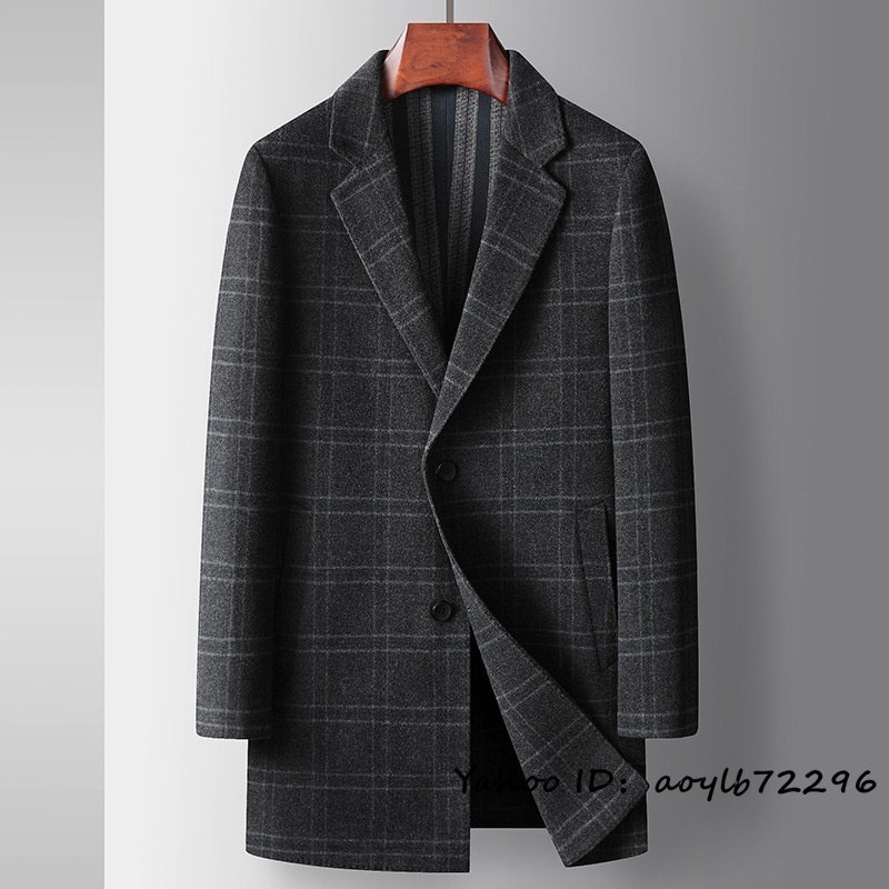 最上級*定価13万 メンズ チェスターコート ウールコート ビジネス 秋冬 厚手 ロングコート ジャケット 紳士スーツ アウター グレー 3XL