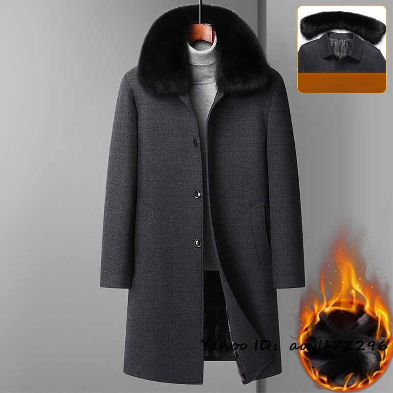 新品*定価13万 メンズコート 紳士スーツ 厚手 ウールコート ビジネスコート高級 テーラードジャケット アウター 二重襟ジャケット 灰色 XL