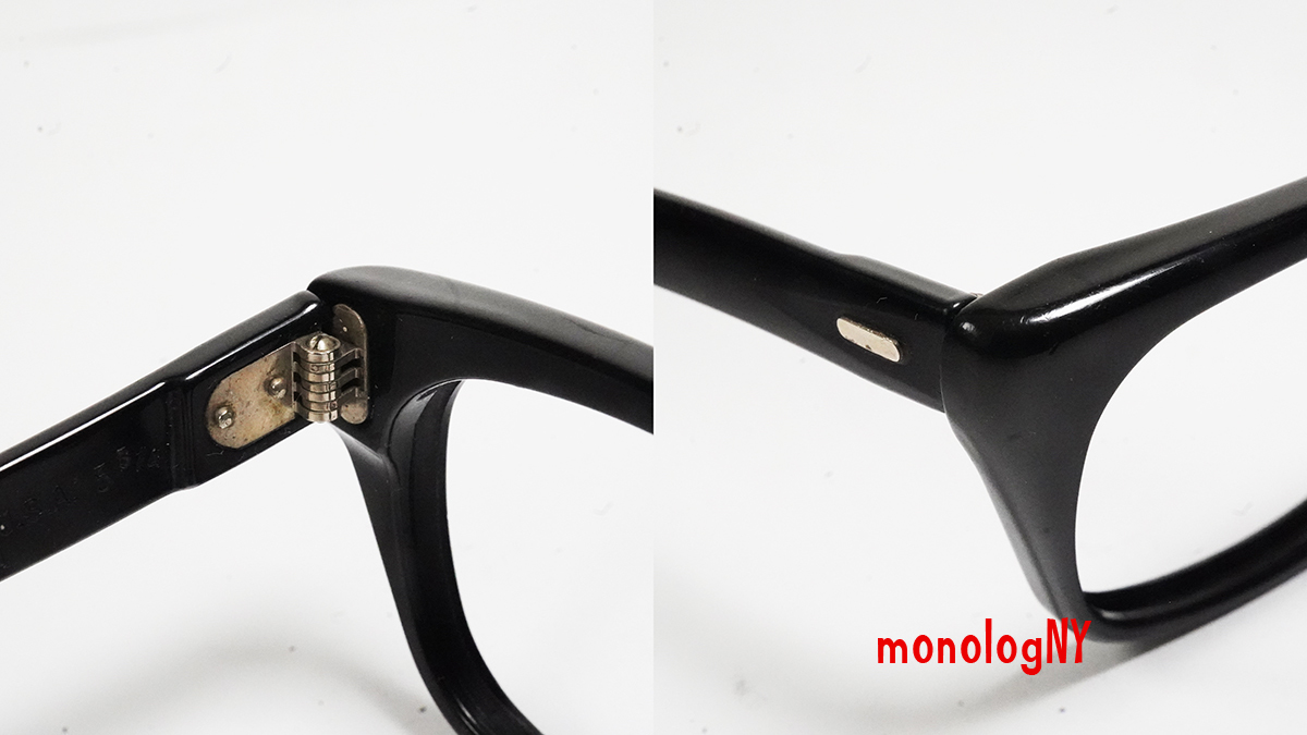 1960s ナイロン製ビンテージBLACK眼鏡フレーム Criss 黒NYLON ブラック Vintage アメリカ製 USA希少ウエリントンメガネ_画像8