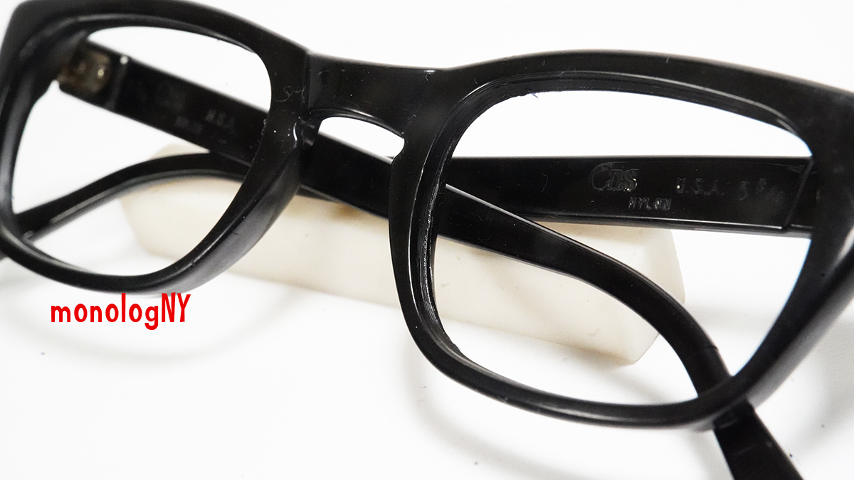 1960s ナイロン製ビンテージBLACK眼鏡フレーム Criss 黒NYLON ブラック Vintage アメリカ製 USA希少ウエリントンメガネ_画像10