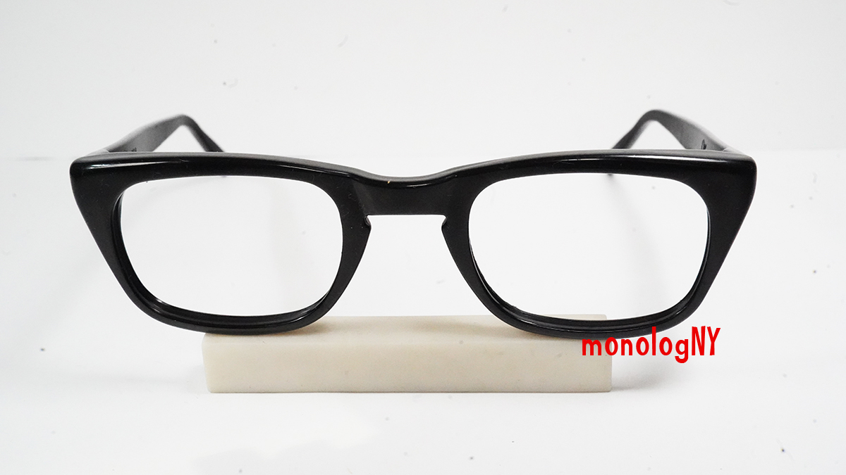 1960s ナイロン製ビンテージBLACK眼鏡フレーム Criss 黒NYLON ブラック Vintage アメリカ製 USA希少ウエリントンメガネ_画像3