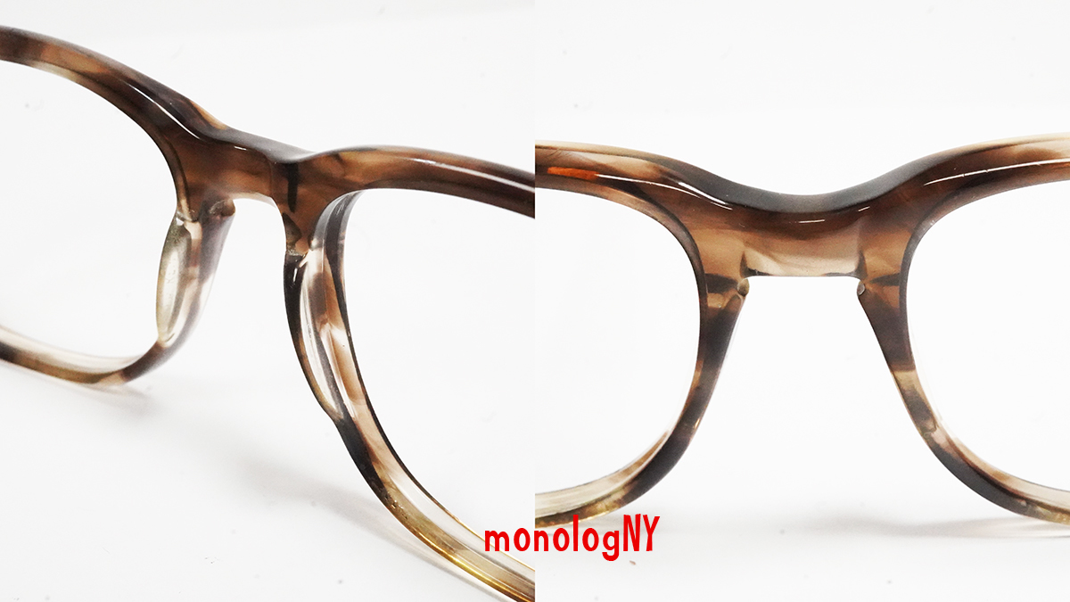LIBERTY リバティオプティカル 1960s マーブルアンバーセル Marble Amber ビンテージ眼鏡フレーム Vintage 稀少ウエリントン型メガネ USA_画像9