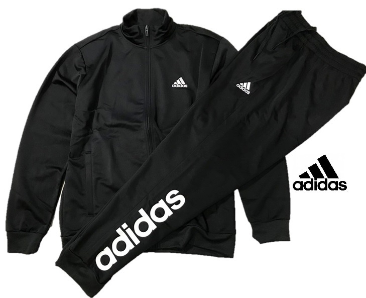 【新品】メンズXLサイズ★adidas アディダス リニアロゴ トリコット トラックスーツジャージ★ブラック_画像2