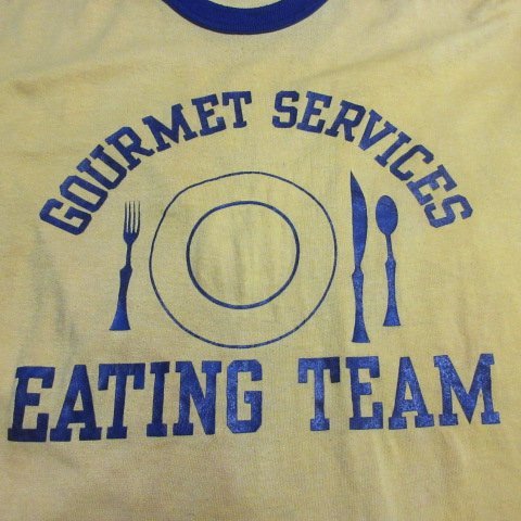 80s USA製　Tシャツ　XＬ　黄色　EATING TEAM 　グルメ　アメカジ　古着 ab404_画像8