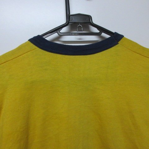 80s USA製　Tシャツ　XＬ　黄色　EATING TEAM 　グルメ　アメカジ　古着 ab404_画像3