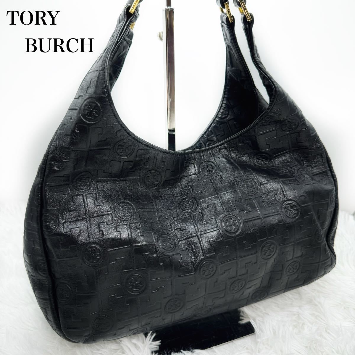 極美品！TORY BURCH トリーバーチ　ロゴ型押し　総柄　トートバッグ　ショルダーバッグ　ハンドバッグ